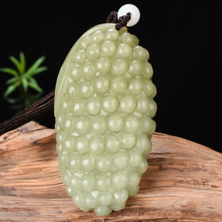 正品和田玉籽料原石糖料老坑玉葡萄手把件男士多子多福如意手玩件