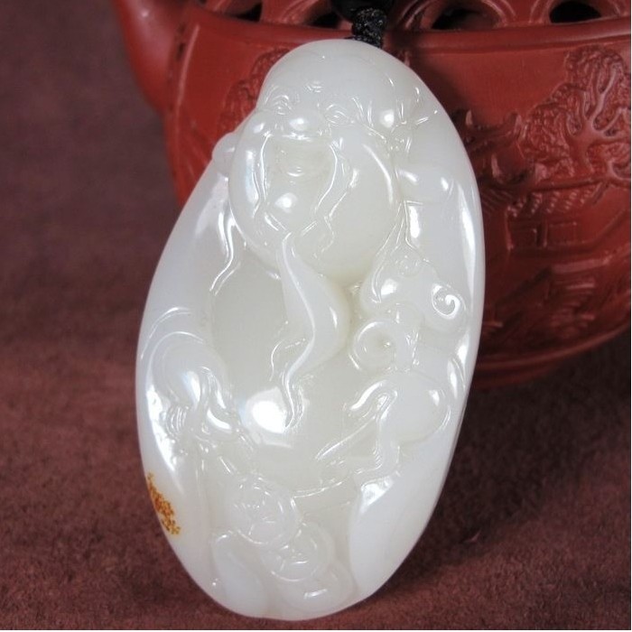 天然玉石手把件和田玉把件玉财神手把件白玉财神爷把件手玩件挂件