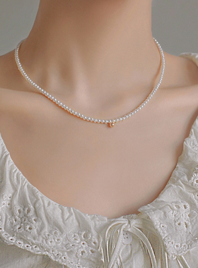 钟楚曦同款Choker天然珍珠小粒复古美国14K包金女颈链项链少女感