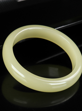 女款玉石手镯和田玉女士扁条玉镯平安镯新疆玉器玉镯子玉手链黄口