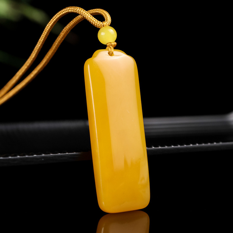 天然和田玉黄玉平安牌吊坠平安无事牌男女款黄龙玉项链挂件玉佩