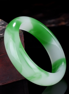 天然和田玉手镯新疆和田青花玉女款时尚玉手镯手链手串手排清新款