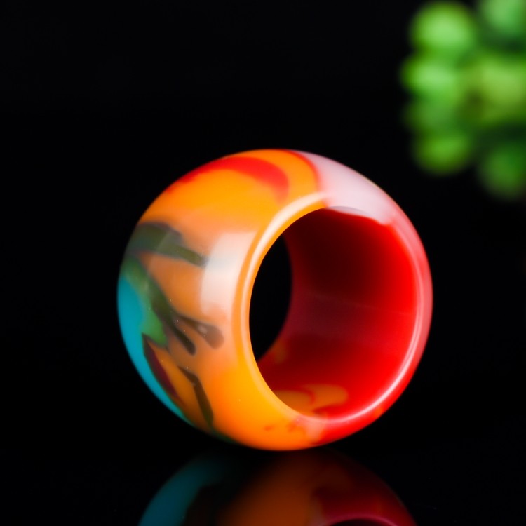 天然新疆和田玉彩玉扳指鸡血玉扳指男女款玉戒指扳指指环