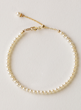 【秋冬特惠】进口14k包金珍珠细手链简约叠戴小众设计名媛轻奢风