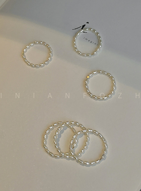 罕见极小2mm天然淡水小珍珠戒指戒子叠戴美国14k包金不掉色不掉皮