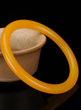 和田玉黄玉复古圆条手镯女款福镯叮当镯新疆玉器黄龙玉玉镯子