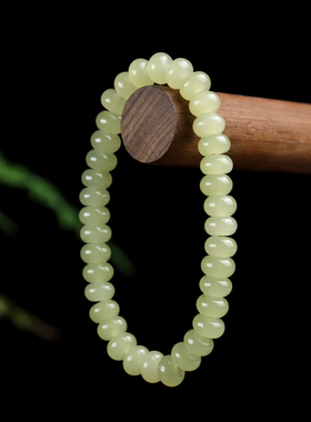 女款和田玉籽料手链青白玉小号算盘珠手串手排天然玉石新疆玉器