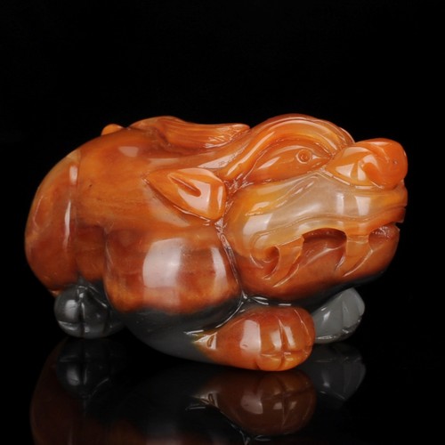 天然玉石黄龙玉玉貔貅手把件招财进宝貔貅人工雕刻小摆件带证书