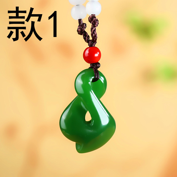 天然和田玉碧玉扭转乾坤吊坠女款菠菜绿玉石挂坠项链新品小号玉坠