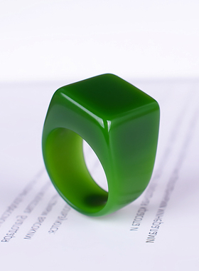 和田玉碧玉戒指玉指环男女款玉石指环扳指菠菜绿玉石戒指