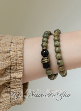 绿檀手串黑檀木手链单圈串珠小众设计中式情侣复古风素雅情侣礼物