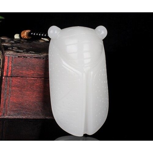 玉蝉手把件天然新疆和田玉一鸣惊人挂件手把件知了男女正品把玩件