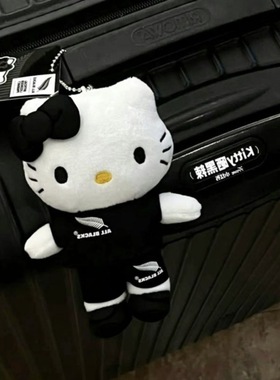 橄榄球hello kitty 包包挂饰哈喽 hallo公仔凯蒂猫kt 猫玩偶黑色