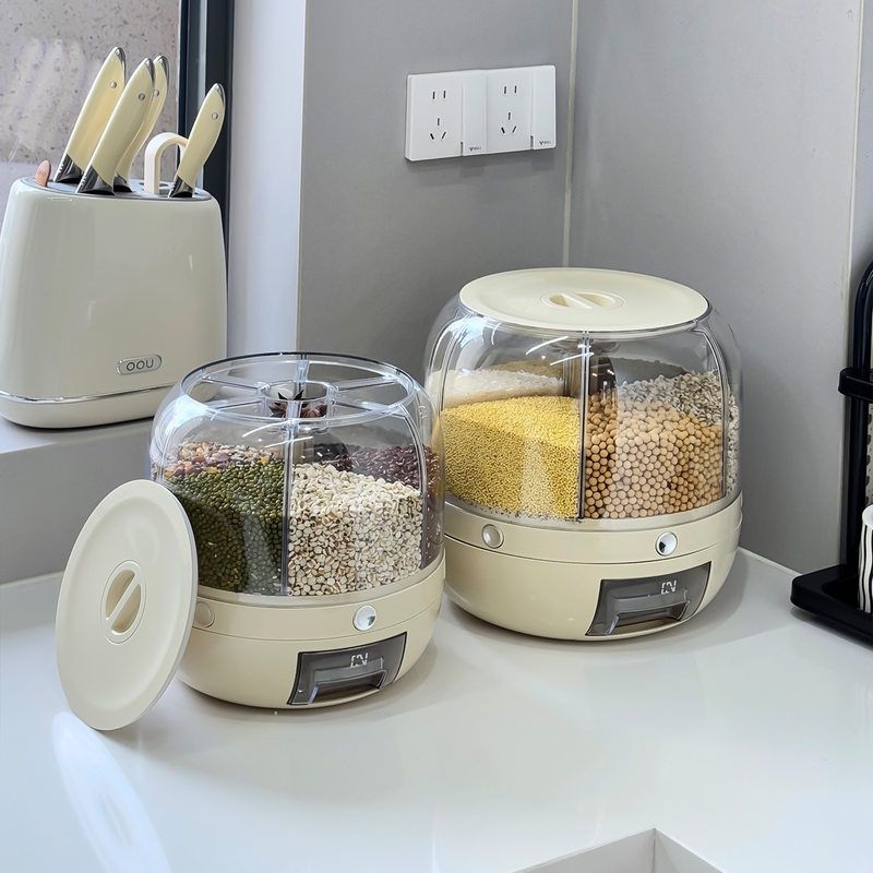 MOMO HOME米桶家用2025新款按压式米缸防虫防潮密封旋转米罐PH