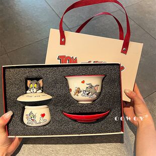 MOMO猫和老鼠联名茶具礼盒新款高颜值陶瓷茶杯家用办公室杯子