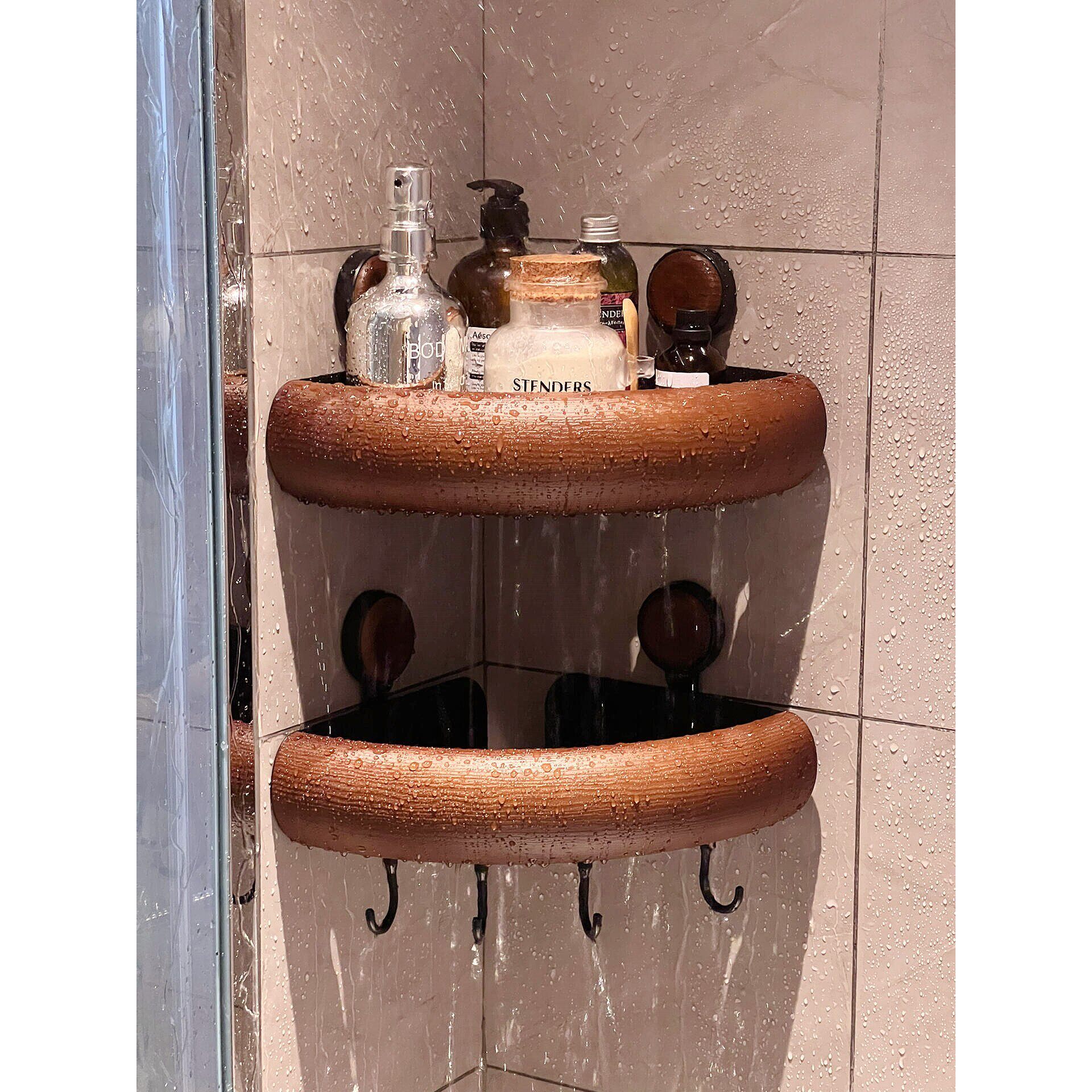 MOMO HOME中古风卫生间置物架浴室淋浴间洗手间免打孔吸盘转角PH