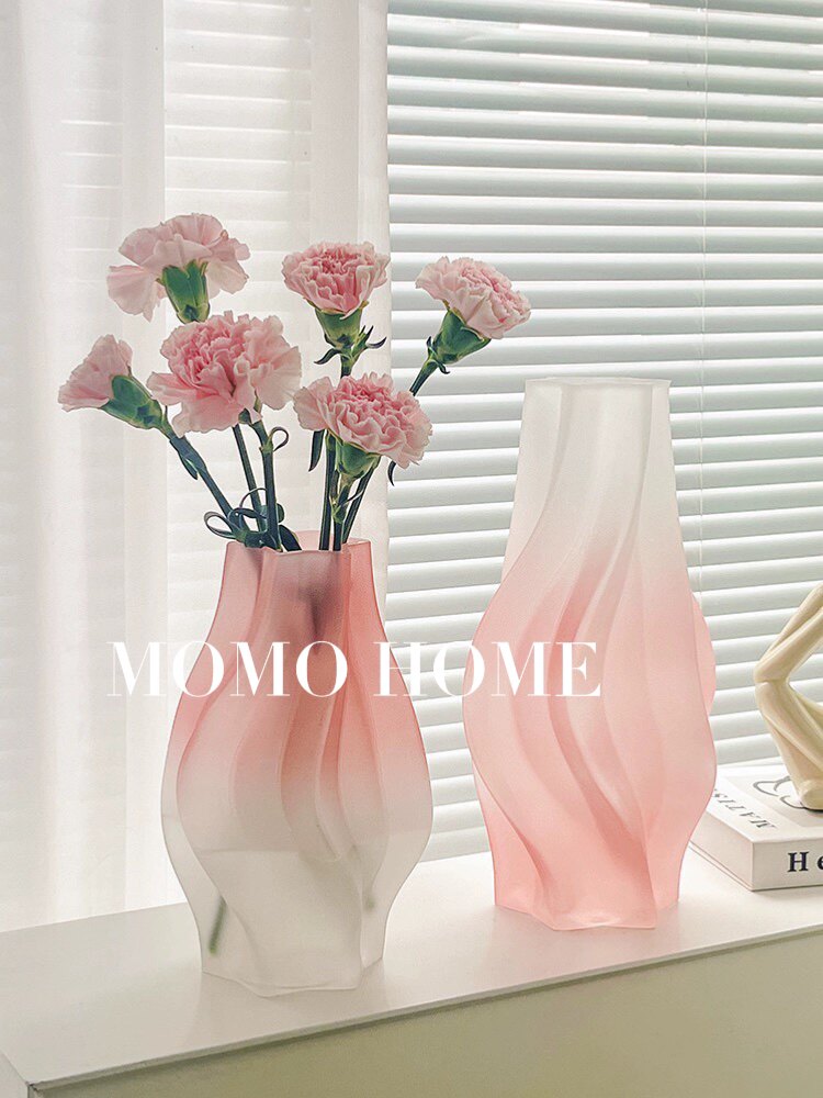 MOMO 六角旋风大花瓶感落地客厅摆件鲜花插花器皿欧式磨砂花瓶