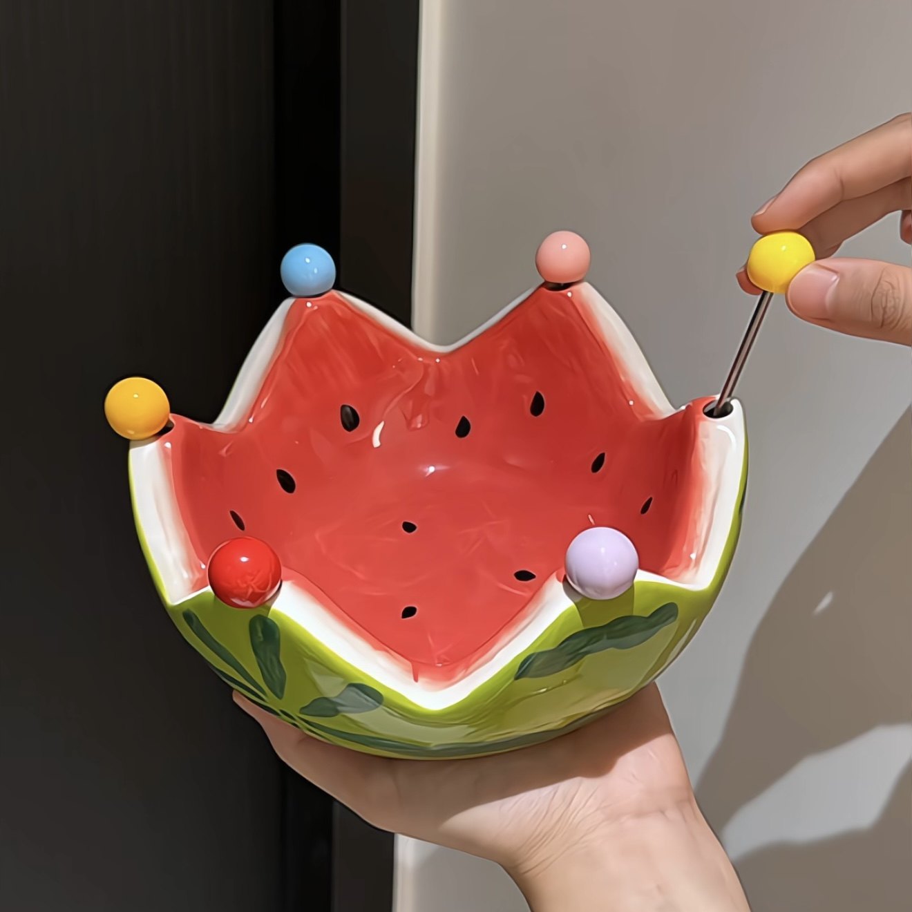 MOMO·创意西瓜造型沙拉碗陶瓷水果盘甜品碗家用网红ins风