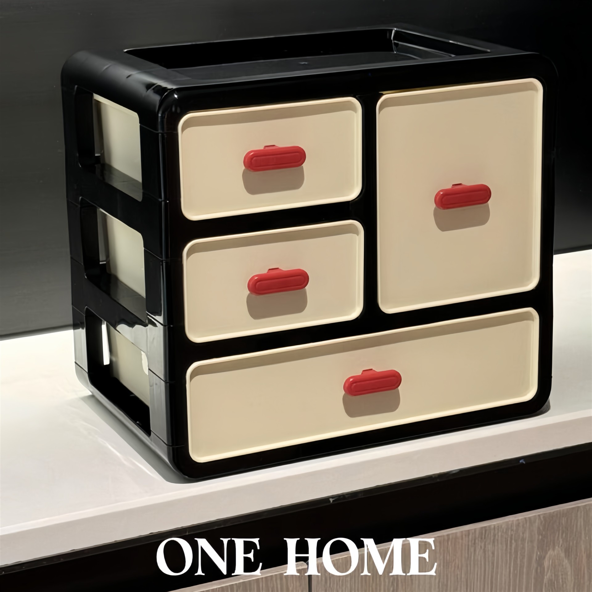 MOMO HOME中古桌面收纳盒高级感化妆品收纳柜卧室梳妆台抽屉式防