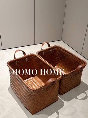 MOMO HOME家居脏衣服收纳筐脏衣篓放衣服零食玩具竹编仿藤编