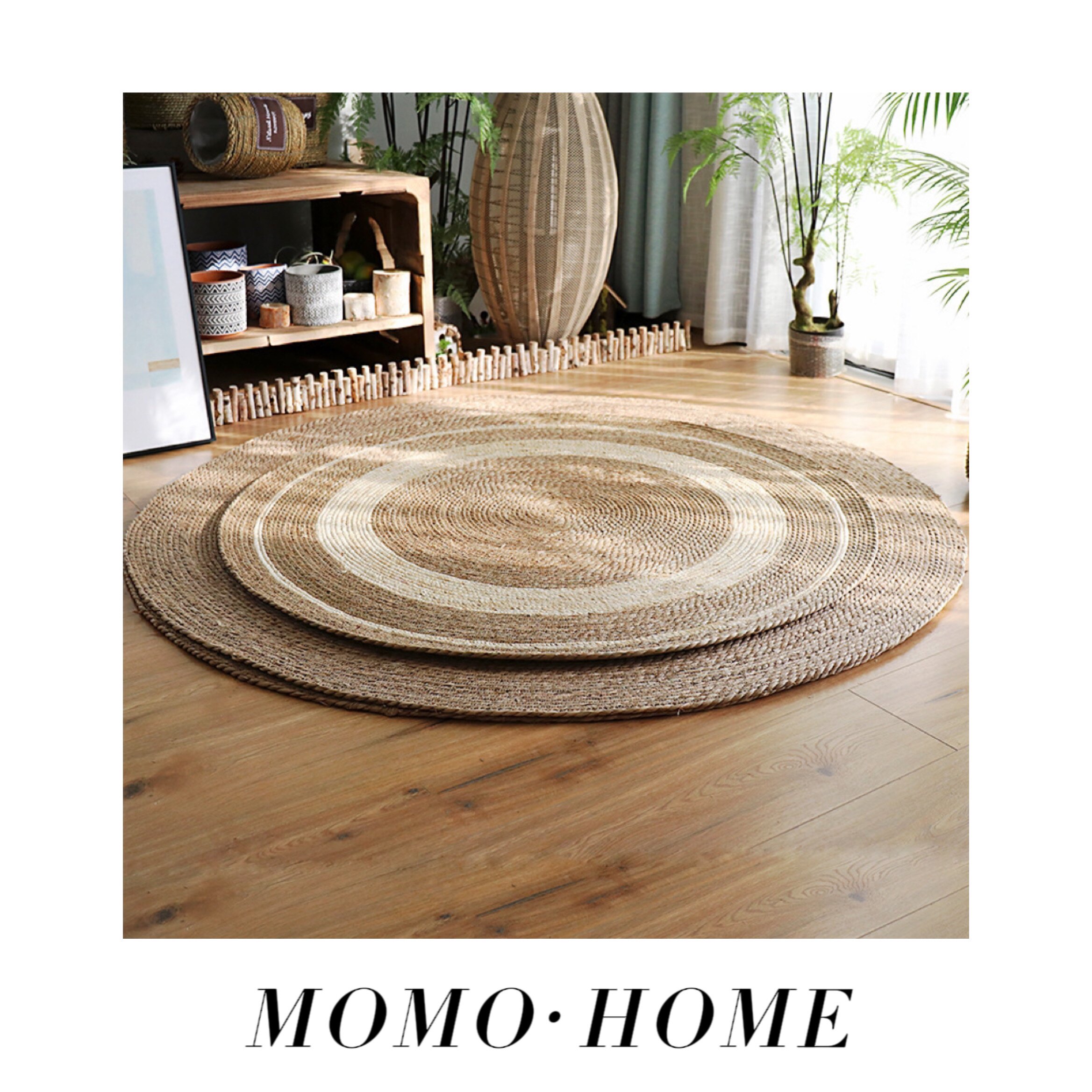 MOMO HOME家居小红书北欧藤编蒲草草绳编织地毯地垫轻奢风服装店