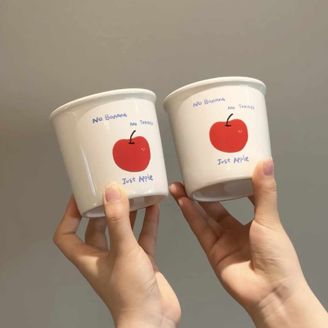 小众自制红苹果咖啡杯简约手绘