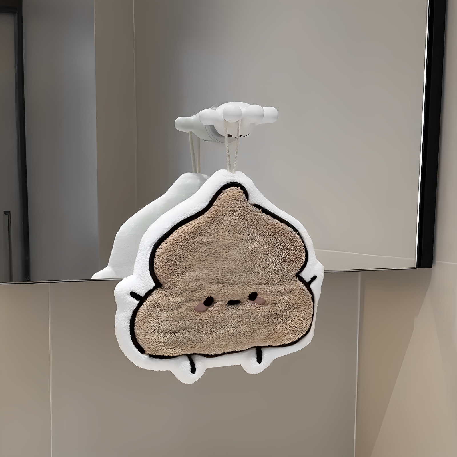 MOMO HOME粑粑擦手巾浴室卫生间挂式可爱手帕创意便便珊瑚绒吸水