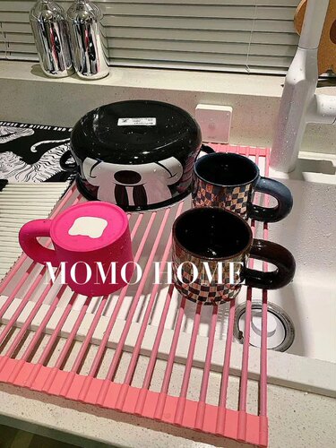 MOMO 卷帘折叠沥水架 可卷可折叠水池硅胶置物架 水槽卷帘沥水篮