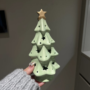 MOMO 饰摆件 HOME家居圣诞节可爱陶瓷星星圣诞树小夜灯卧室桌面装