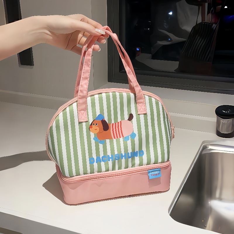 MOMO HOME腊肠狗饭盒手提袋上班族带饭神器保温加厚铝膜便当袋保