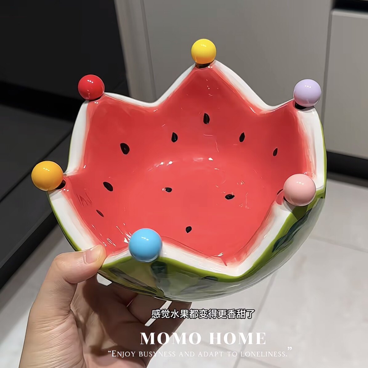 MOMO·创意西瓜造型沙拉碗陶瓷水果盘甜品碗家用网红