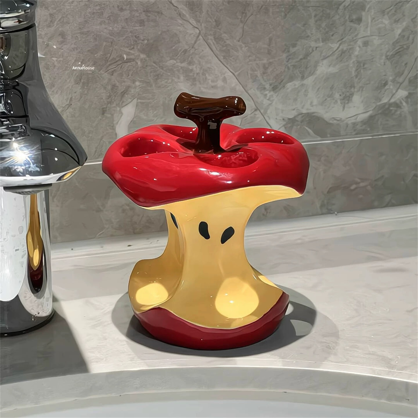 高颜值苹果芯牙刷架陶瓷牙刷底座