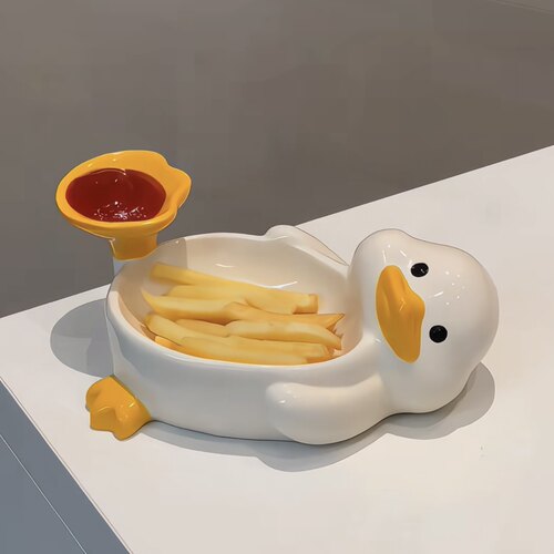 MOMO卡通可爱鸭子蘸料碟陶瓷蘸料碗味碟酱油碟薯条小吃碟创意