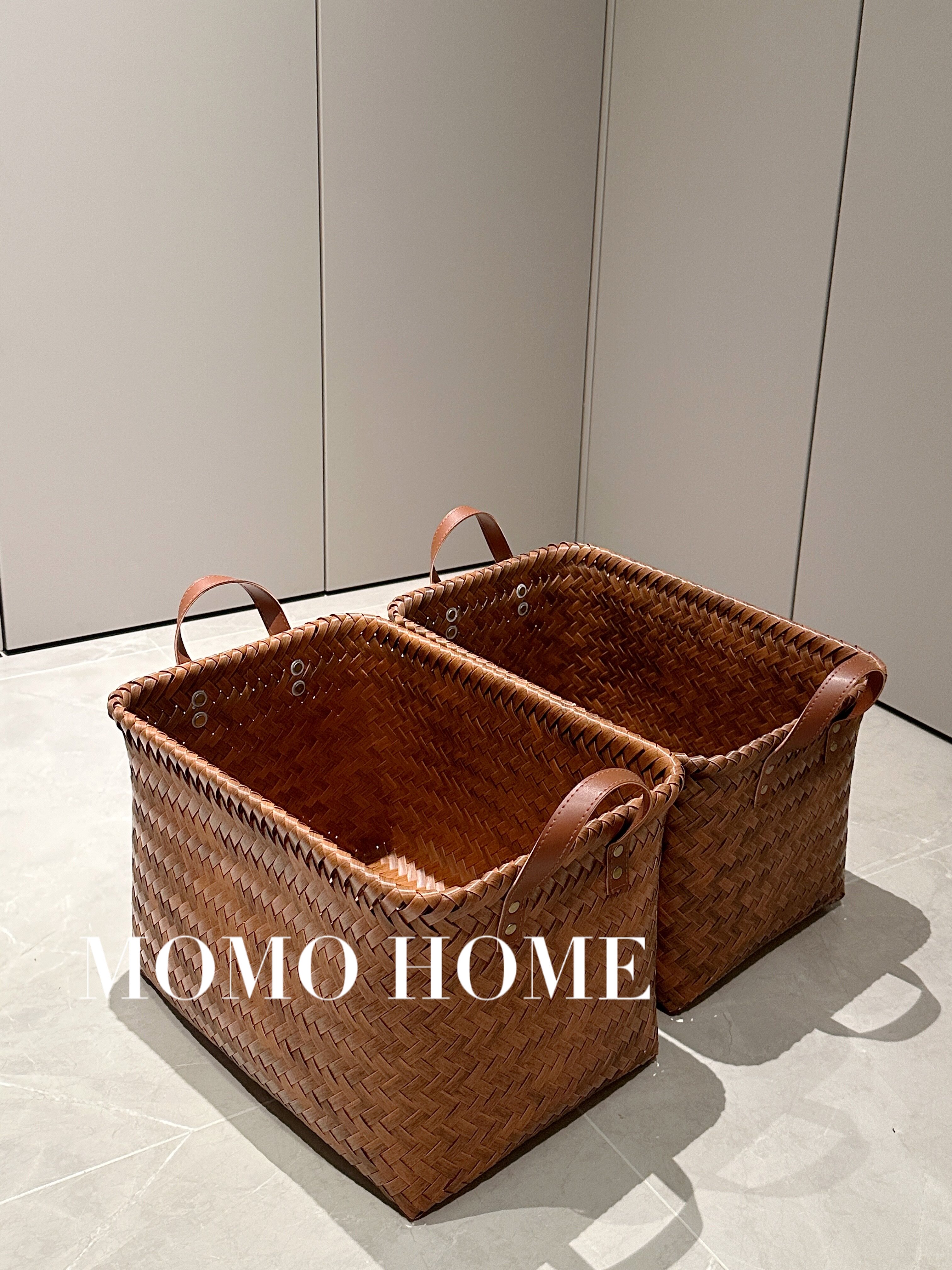MOMO HOME家居脏衣服收纳筐脏衣篓放衣服零食玩具竹编仿藤