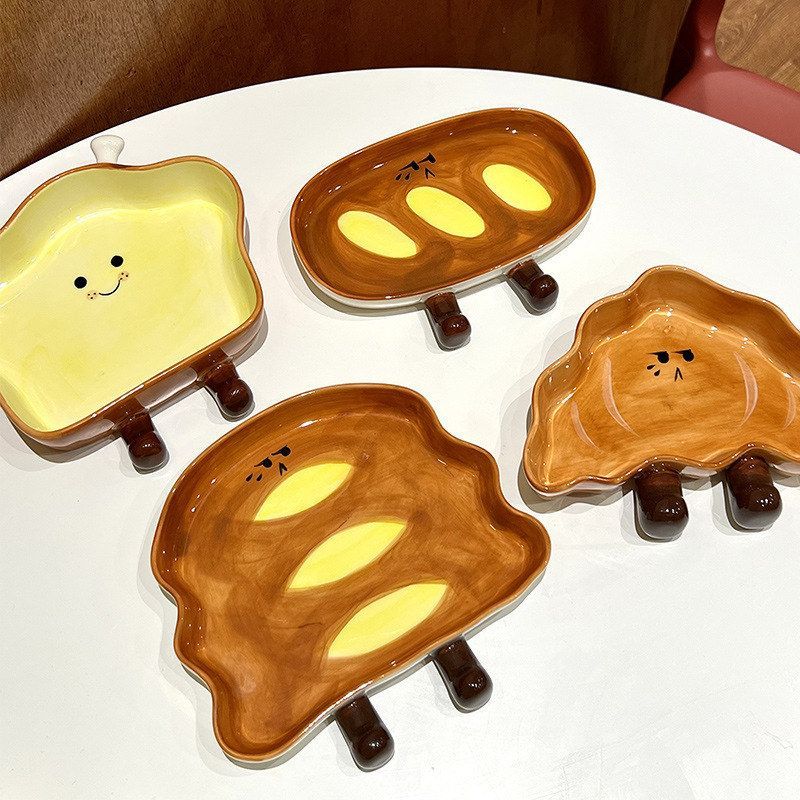 MOMO面包陶瓷小碟子可爱面包调料碟釉下彩好看碟子家用蘸酱料碟