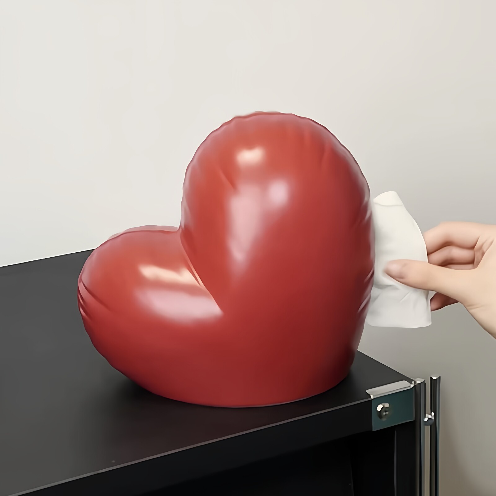 MOMO红色爱心纸巾盒玄关客厅桌面抽纸盒创意高档精致陶瓷家居装SW