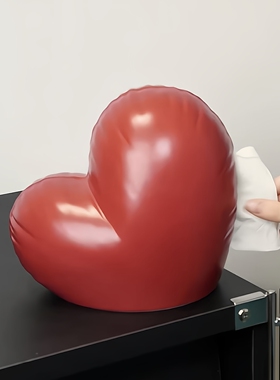 MOMO红色爱心纸巾盒玄关客厅桌面抽纸盒创意高档精致陶瓷家居装SW