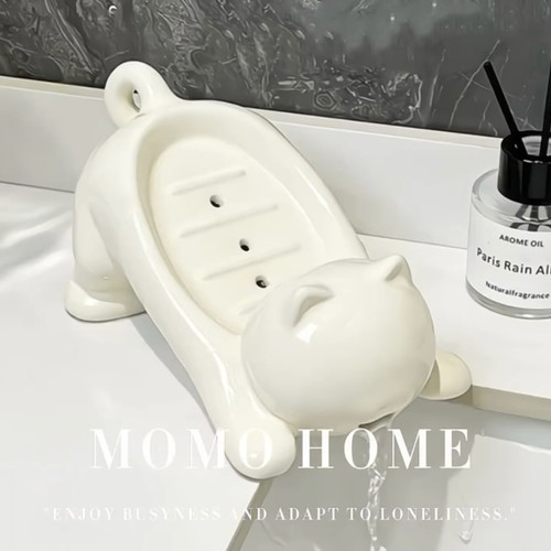 MOMO HOME家居肥皂盒猫咪沥水香皂盒不积水可爱家用卫生间皂碟