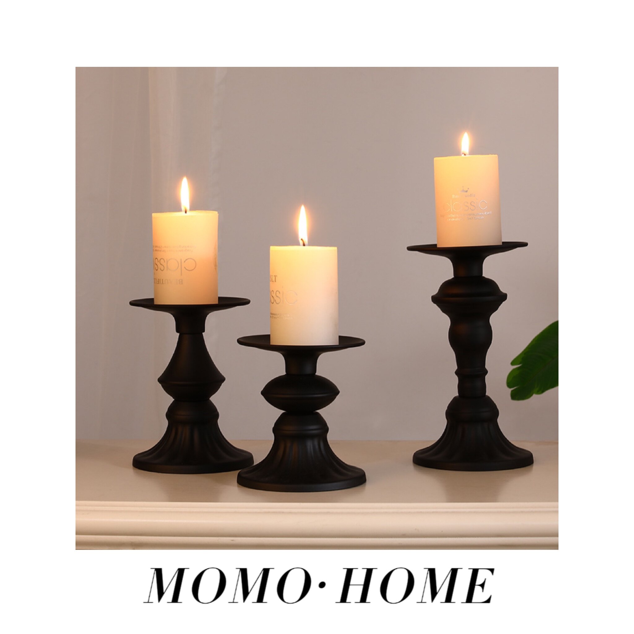 MOMO HOME家居小红书蜡烛容器复古烛台黑色铁盘桌面装饰房间