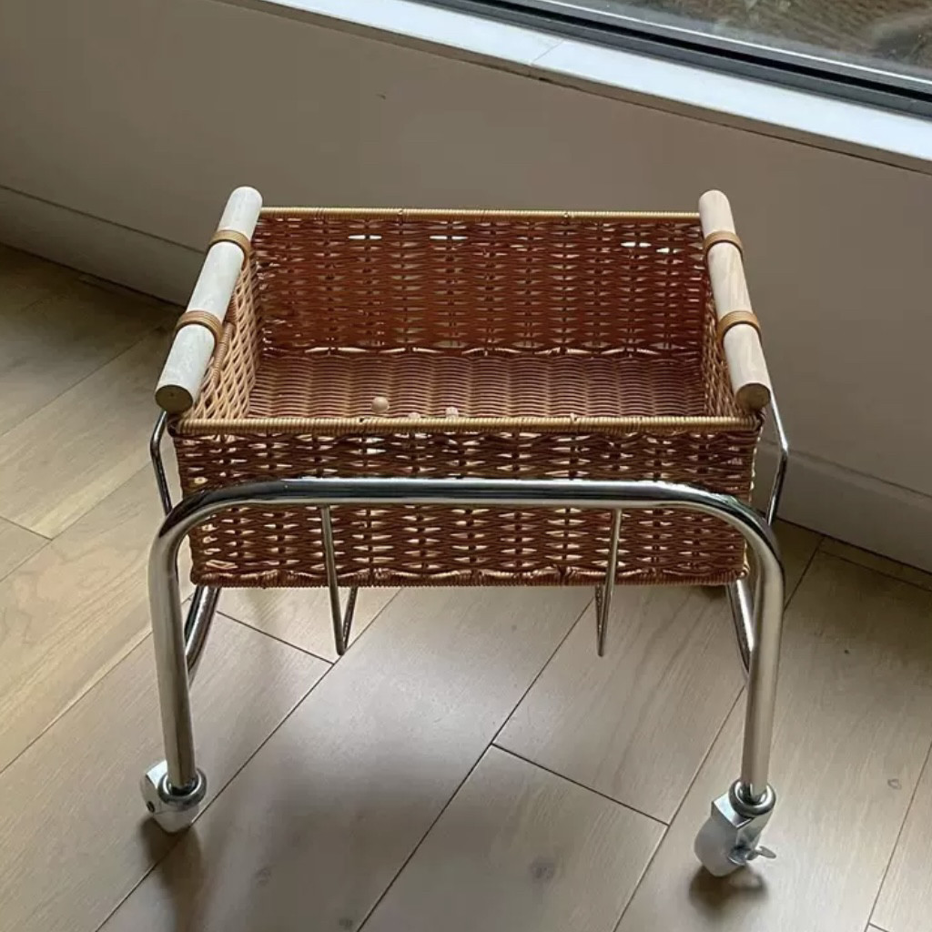 MOMO HOME家居零食收纳篮移动小推车置物架小红书同款提手购物篮