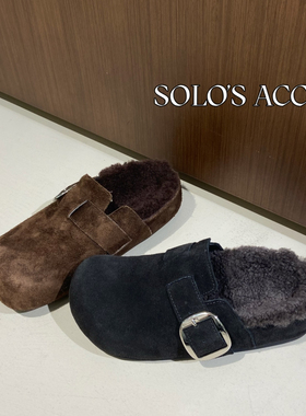 SOLOS ACC自制复古加绒勃肯鞋半拖鞋磨砂牛皮AM36070
