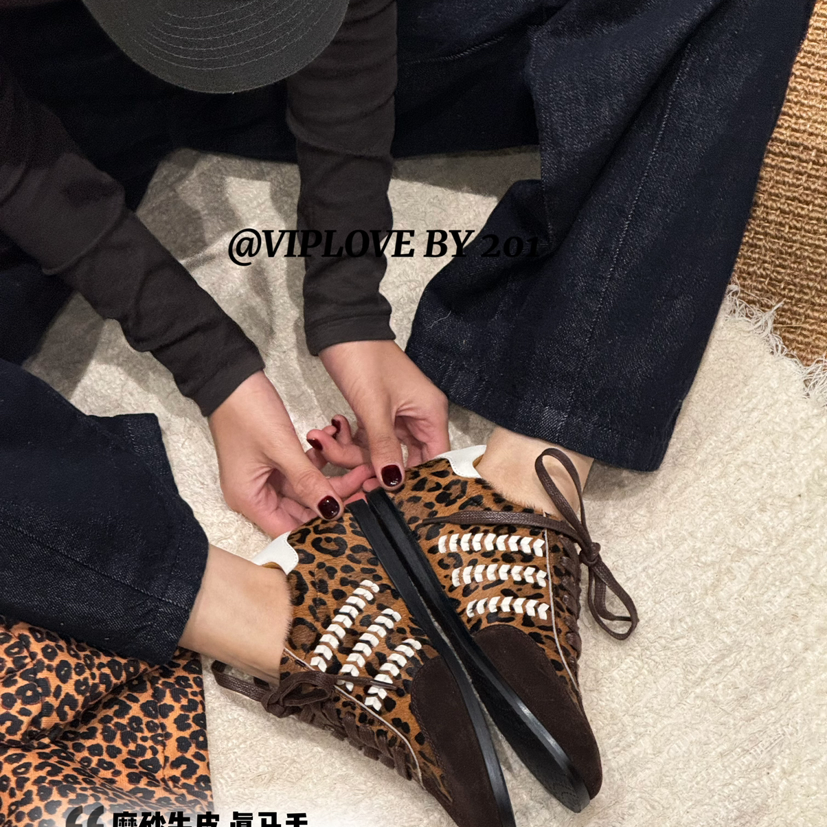 宾艾VIPLOVE新早秋新款豹纹休闲舒适德训鞋配盒子随机V261802