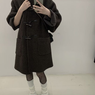 含75羊毛 羊毛外套 韩系立领显瘦牛角扣设计中长款 10144 BEE