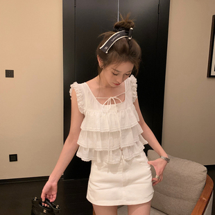 MAO 新款 FEI 夏季 甜美蕾丝拼接衬衫 减龄蛋糕娃娃上衣小衫