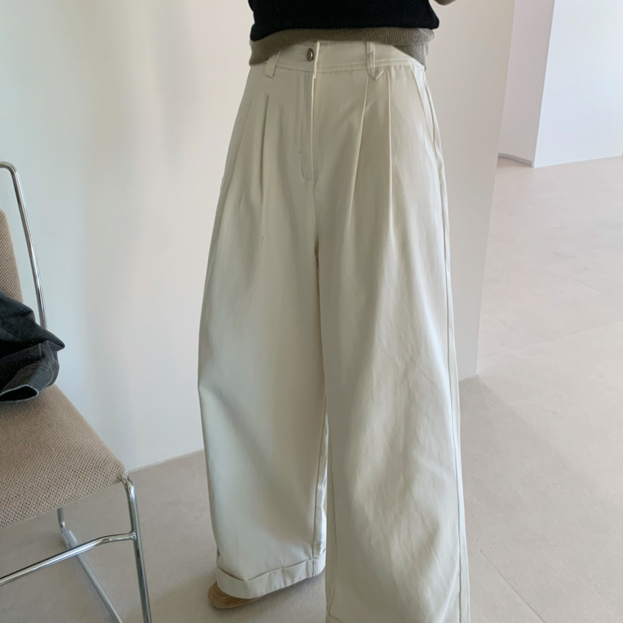 BLESSED MOMENT上新档口人人点单款气质休闲卷边直筒休闲裤B802