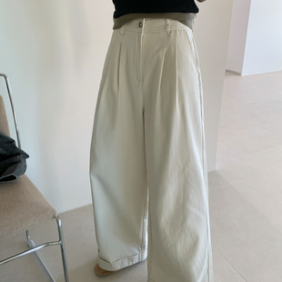 BLESSED MOMENT上新档口人人点单款气质休闲卷边直筒休闲裤B802