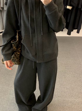 noodle面条家-韩系休闲宽松百搭时尚卫衣外套+卫衣裤套装N20028