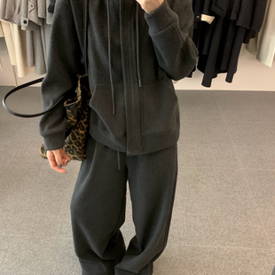 noodle面条家-韩系休闲宽松百搭时尚卫衣外套+卫衣裤套装N20028