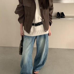 Letter To Myself秋上新高级感百搭翻领单排扣牛仔外套2013