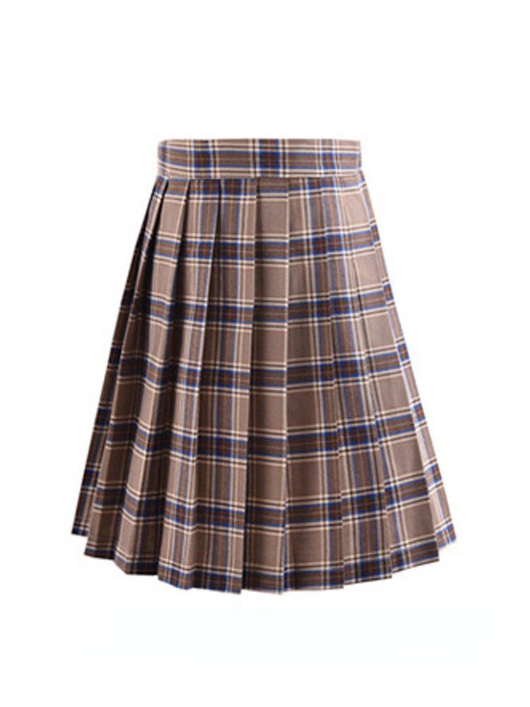 half body plaid all-match pleated skirt 半身格子百搭百褶裙